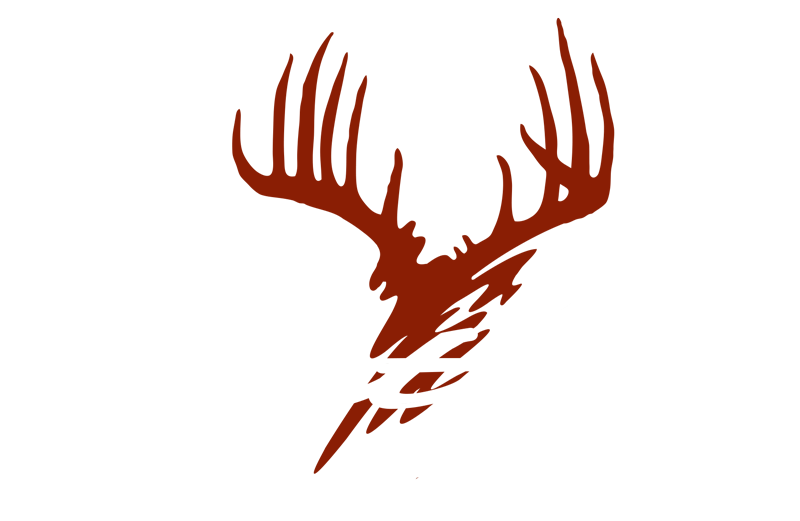 A stylized brown deer antler illustration with the white script text Antlers By Klaus overlaid at the bottom. The background is light gray.